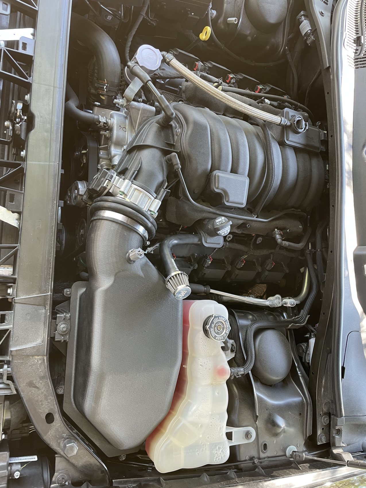 Dodge Challenger Scat Pack 392 stock air box lid prototype in engine bay